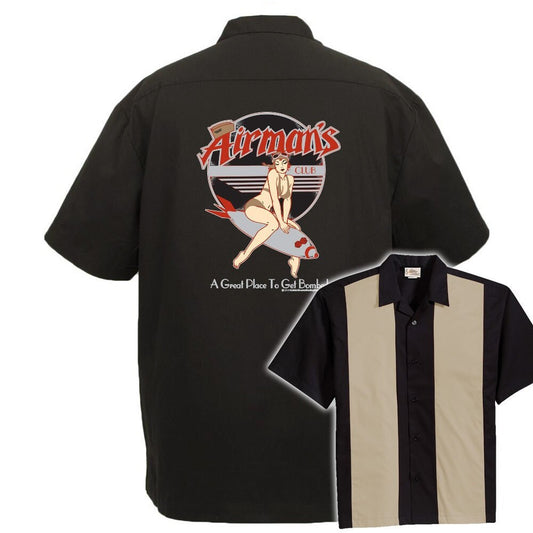 Airman's Classic Retro Bowling Shirt- The Player - Includes Embroidered Name