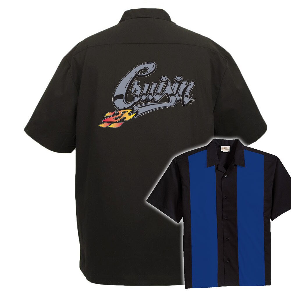 Cruisin' With Flames Classic Retro Bowling Shirt - The Player - Includes Embroidered Name