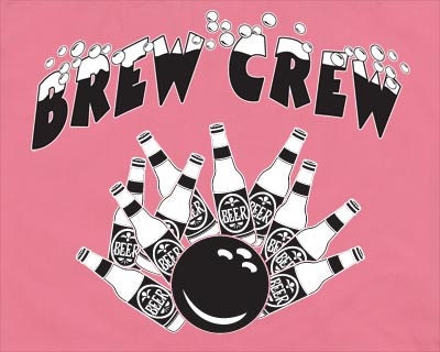 Brew Crew - Classic Retro Pink Bowling Shirt - Classic (CLOSEOUT)   - Includes Embroidered Name #122/188