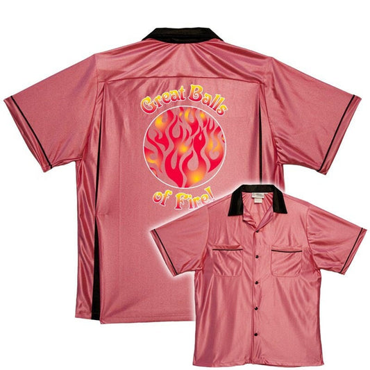 Great Balls of Fire - Classic Retro Pink Bowling Shirt - Classic  - Includes Embroidered Name
