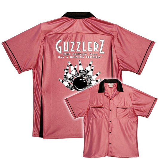 Guzzlers - Classic Retro Pink Bowling Shirt - Classic  - Includes Embroidered Name