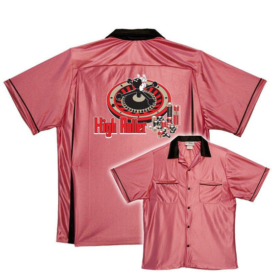 High Roller - Classic Retro Pink Bowling Shirt - Classic  - Includes Embroidered Name