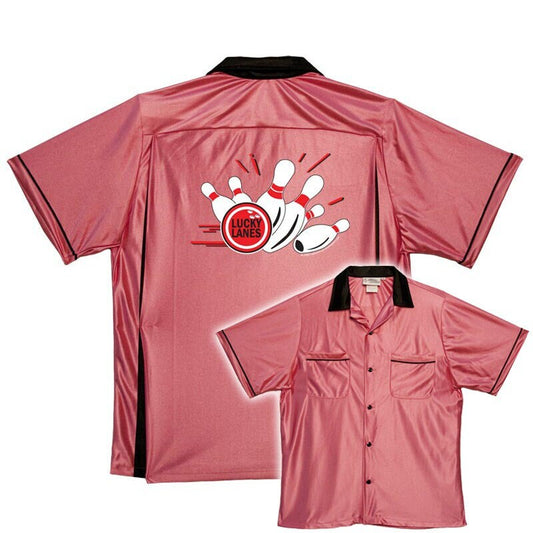 Lucky Lanes - Classic Retro Pink Bowling Shirt (CLOSEOUT) - Classic  - Includes Embroidered Name #128