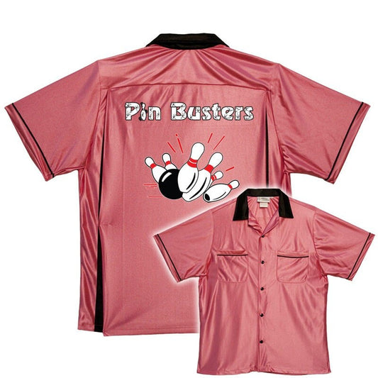 Pin Busters - Classic Retro Pink Bowling Shirt - Classic  - Includes Embroidered Name