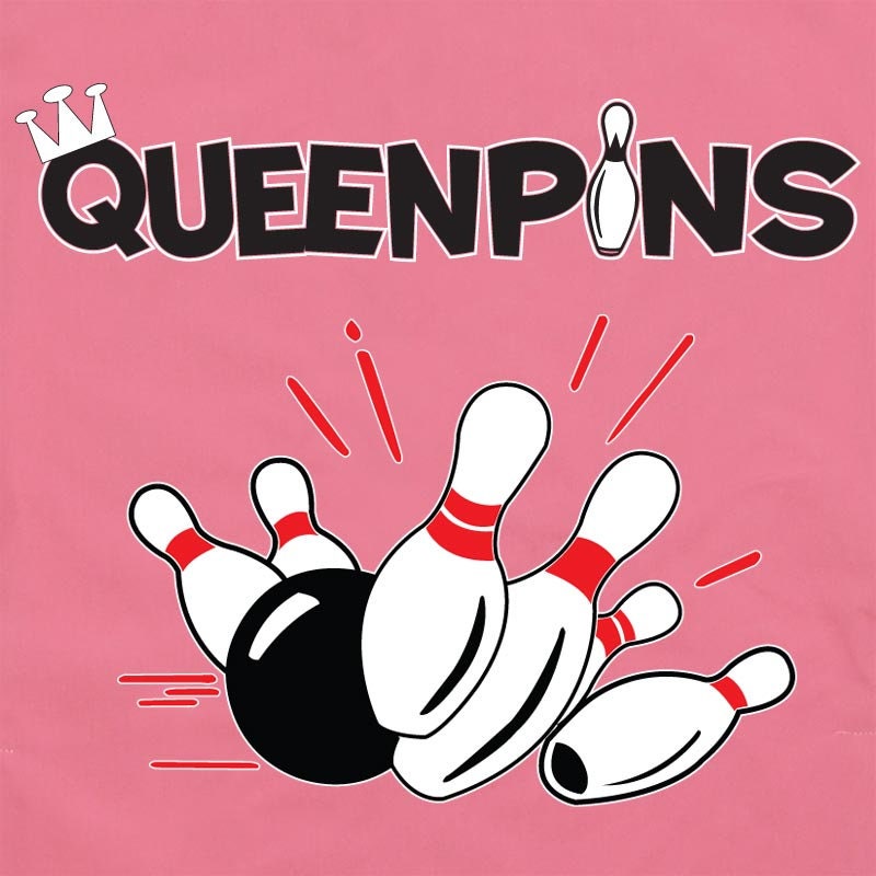 Queen Pins - Classic Retro Pink Bowling Shirt - Classic  - Includes Embroidered Name