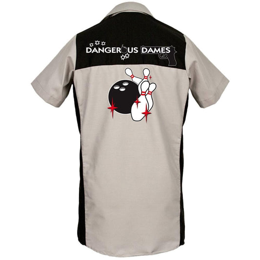 Dangerous Dames - Classic Retro Bowling Shirt - The Garren - Includes Embroidered Name - Short Sleeve and Long Sleeve