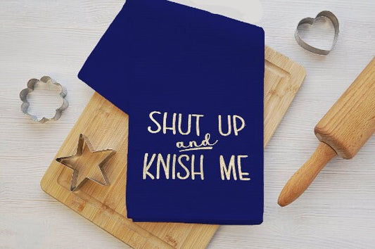 Shut up and Knish Me Navy Kitchen Towel It Sparkles! #103