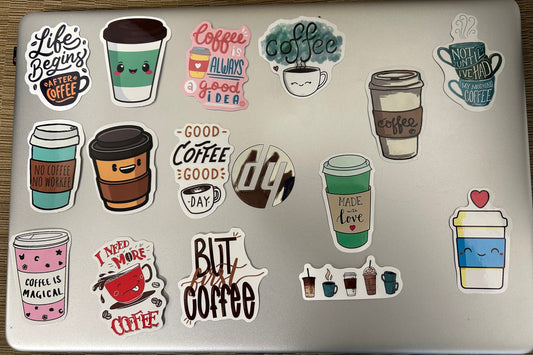 Coffee Fun Computer Stickers Pack 16 ( set of 15 )