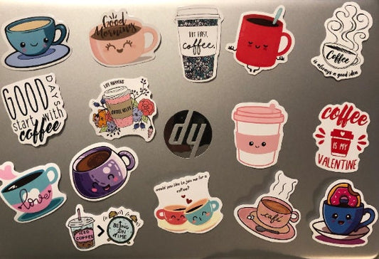 Coffee Fun Computer Stickers Pack 35( set of 15 )