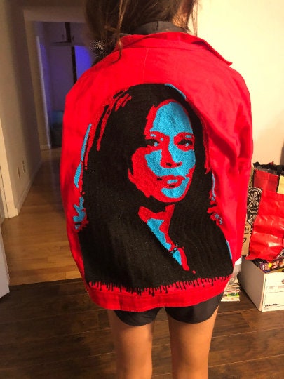 Chaninstitched Embroidered Kamala Harris lightweight Denim Jacket One of a Kind