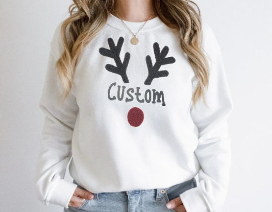 Chenille Custom Reindeer Sweatshirt - So Cozy #113