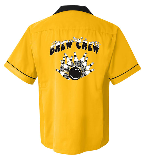 Brew Crew   - Classic Retro Gold and Black Bowling Shirt - Classic size XL ONLY    - Includes Embroidered Name #122/188