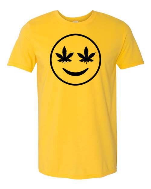 Pot Leaf Smiley Face  T-shirt Cannabis Fun #146