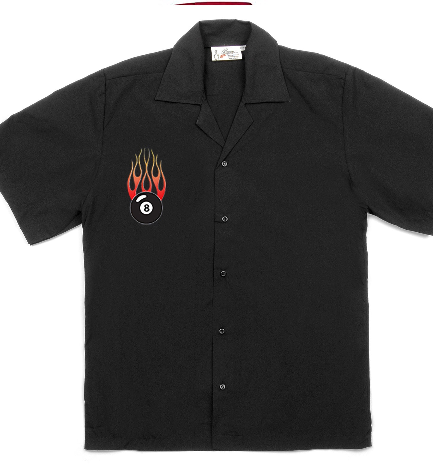 Flaming 8 Ball Classic Retro Bowling Shirt- Vintage Bowler ( Closeout) in multiple colors  - Includes Embroidered Name #232