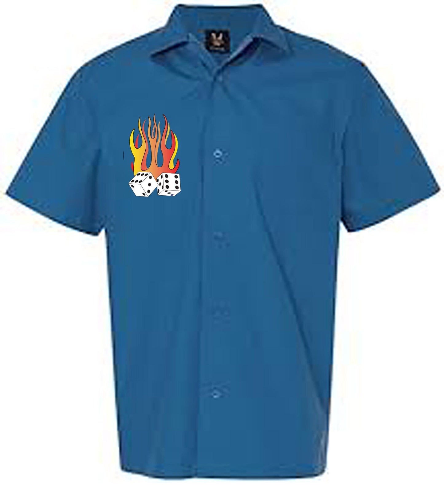 Flaming Dice Classic Retro Bowling Shirt- Vintage Bowler ( Closeout) in multiple colors  - Includes Embroidered Name #235