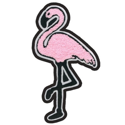 Pink Flamingo Chenille Patch,  Make a Flamingo Skirt, or Jacket,or Seat Cover or Anything You Might Need a Pink Flamingo On.....